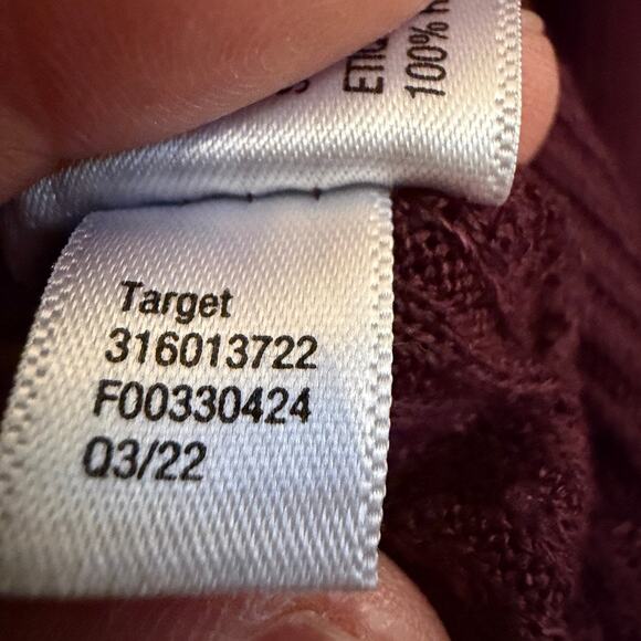 Knox Rose Long Sleeve Ribbed Top L Burgundy Plum Stretch Soft Casual Lightweight - Picture 8 of 8